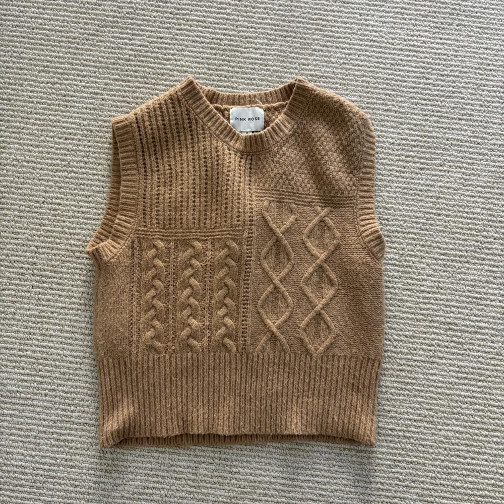 Pink Rose Tan Knit Sweater